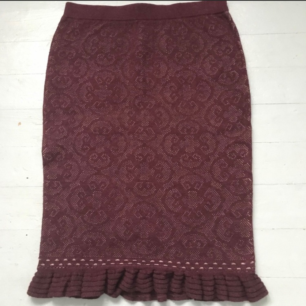 NWT Max Studios brocade knit skirt ruffle hem